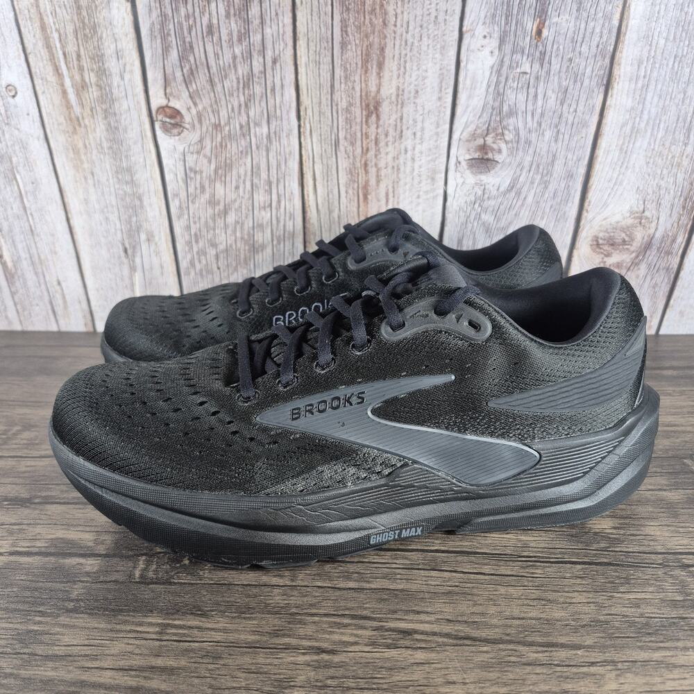 Brooks Ghost Max Men's Sz 12 D Running Shoes Triple Black Ebony Walking Sneakers